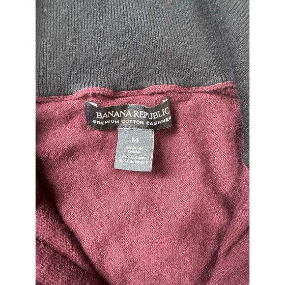 Banana Republic Cotton Cashmere Blend 1/4 Zip Sweater; SO SOFT!! Size M; Maroon - Picture 3 of 10